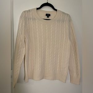 J. Crew Womens Cashmere Cream Cable Knit Crewneck Sweater